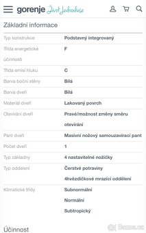 Vestavěná lednice Gorenje - 6