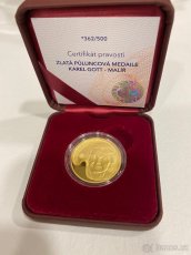 Zlaté půluncové číslované medaile/mince Karel Gott - 6