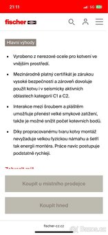 Skalní kotva Fischer, svorníková kotva pro velké zatížení - 6