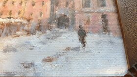 Obraz Ungelt v zimě, olej 20x25, autor Vojtěch Strnad, 1995 - 6