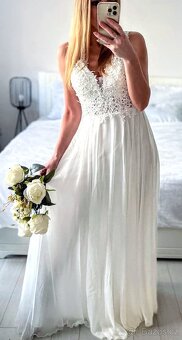 NOVÉ jednoduché svatební šaty BOHO-STYL - 6