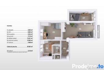 Prodej bytu 3+1, 62m2 Brno - Lesná, ev.č. 100065 - 6