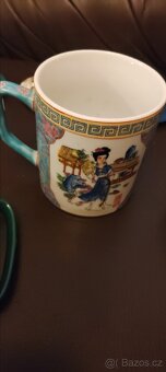 Sběratelské čínské porcelánové hrnky s pokličkou - 6