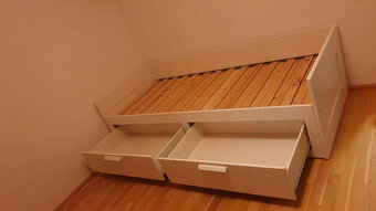 Ikea Brimnes rozkládací postel bílá 2 Malvik matrace prodáno - 6