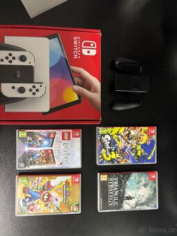 Nintendo Switch OLED + 4 hry + originální obal - 6