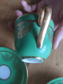 Porcelánová zlacená sada, kávový servis - 6