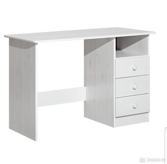 Psací stůl (bílý lak, masiv borovice) - 6