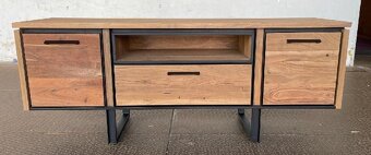 TV dřevěný stolek Tokyo – masiv, LED, 150 cm - 6