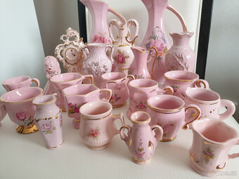 Různé dekorace růžový porcelán retro sada 22ks - 6