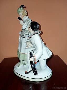 Fasold Stauch Pierrot a kolombína porcelán soška - 6