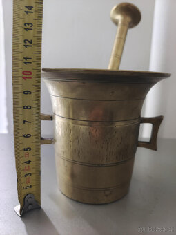 Starý mosazný hmoždíř s tloukem č.5 ⌀12 cm - 6