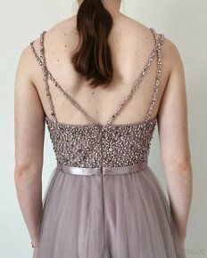 společenské růžovo-fialové šaty, jako nové, velikost 38 - 6