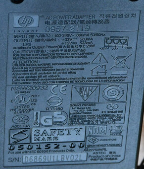 Napájecí adaptér zdroj trafo pro tiskárnu HP 0957-2119 - 6