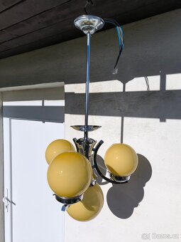 Starožitný Art Deco chromový lustr - 20-30. léta - 6