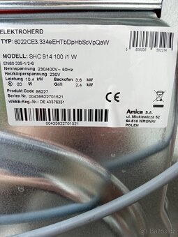 Elektrický sklokeramický sporák Amica ( skoro nový ) siře 60 - 6