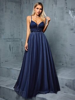 NOVÉ plesové šaty MODRÉ TYLOVÉ - 6