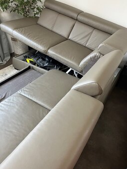 Kožená sedací souprava s taburetem - 6