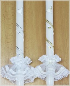Křtící set LUX- rouška, svíce, ozdoba zlatá stříbrná - 6