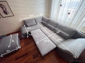 Rohová sedačka rozkládací + taburet - 6