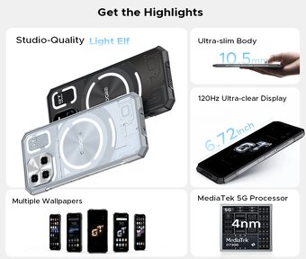 Odolný telefon DOOGEE Blade GT 12+20/256 GB, nový - 6