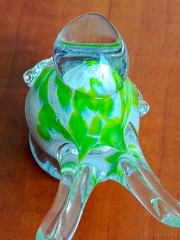 TĚŽÍTKO - ZELENO-BÍLÝ PTÁČEK - HUTNÍ SKLO - 6