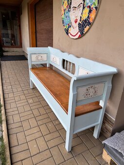 Ručně malovaná dřevěná lavice - 6