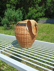 retro kabelka - soudek proutěná/kůže - 6