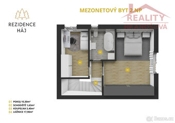 Rezidence Háj ve Slezsku, prodej mezonetového bytu 3+kk, os. - 6