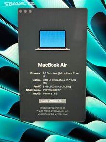 MacBook Air 13,3" (2018) - i5/8GB/256GB - 6