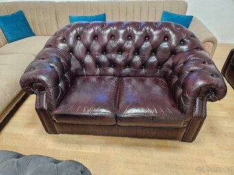 CHESTERFIELD ŠTÝL,KOŽENÁ SEDAČKA 3+2+1 - 6