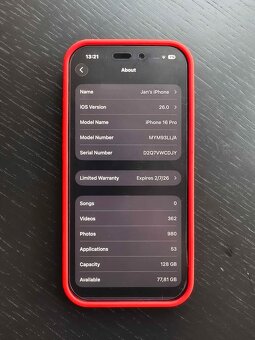 iPhone 16 Pro (128 GB, 100% baterie) + kryty - 6