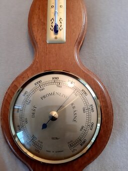 Barometr na dřevu,aneroid,analogová meteostanice - 6