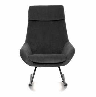 Stylové houpací křeslo s potahem v žluté a šedé barvě - 6