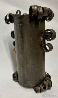 Stará ORIGINAL váza RETRO KUTILKOUSEK ocel sklo RARITA - 6