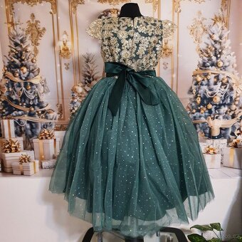 Dětské smaragdově společenské šaty - 6