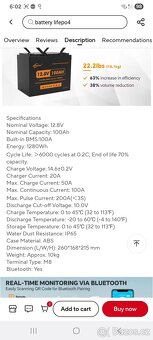 Baterie Lifepo4 12,8V 100A s Bluetooth nové - 6
