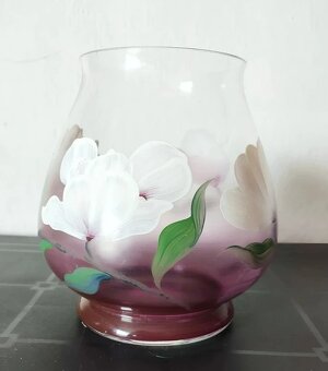 Starožitná ručně malovaná váza Crystalex - 6