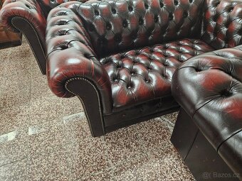 CHESTERFIELD ŠTÝL KOŽENÁ,DVOJFAREBNÁ SEDAČKA  3+2+1 - 6