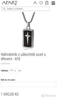 Náhrdelník z ušlechtilé oceli s dřevem - kříž - 6