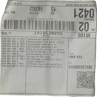 Stropnice bílá 3G5867501 VW Passat B8 sedan r.v. 2016 - 6