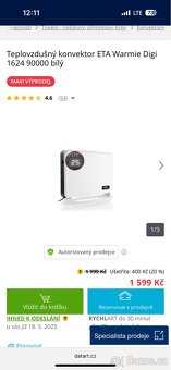 Teplovzdušný konvektor ETA Warmie Digi 1624 90000 bílý - 6