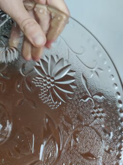 Skleněný podnos na dorty- masivní sklo - 6