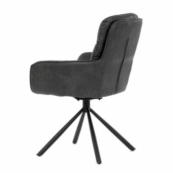 Otočná jídelní židle se šedou látkou a područkami - 6