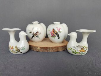 Miniaturní porcelánová váza a svícen ptáček od Arzberg - 6
