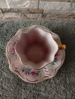 Růžový porcelán, šálek s podšálkem, Chodov - 6