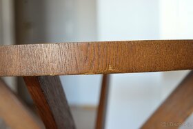 Starožitný kulatý dřevěný kubistický stůl stolek - 6