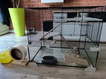 Velká klec na křečka se skleněnou základnou a příslušenství - 6
