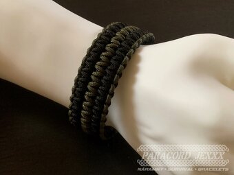 Paracord náramek (19 cm) black - oliv - 6