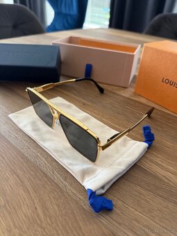 Sluneční brýle - Louis Vuitton, zlaté Evidence Metal Square - 6