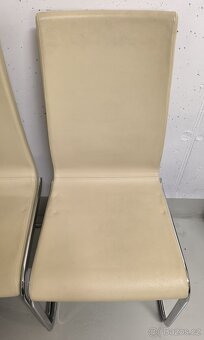 Moderní jídelní židle světlá mokka koženka prošívaná - 6